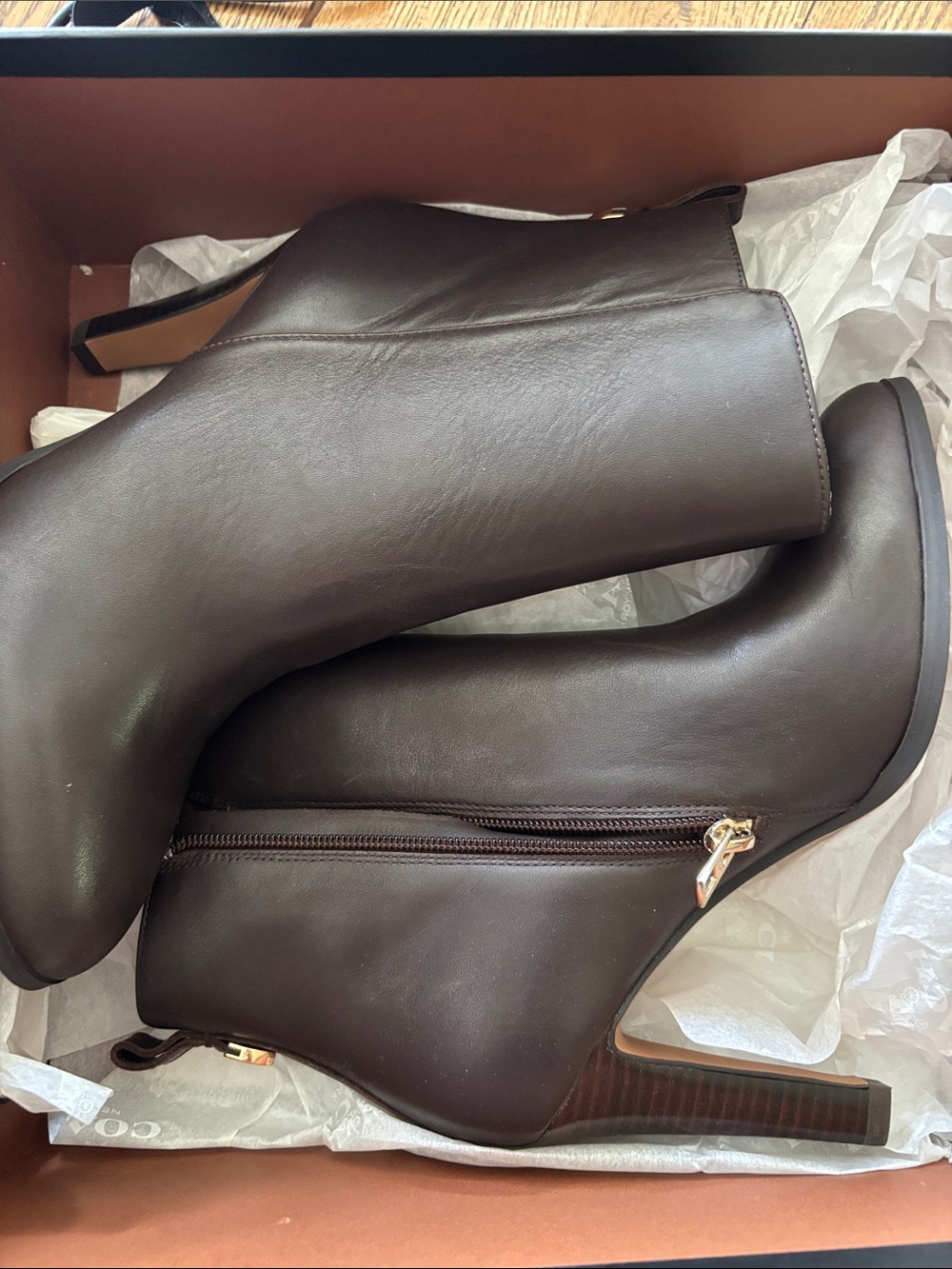 Coach Women’s Dark Brown Leather Heeled Boots